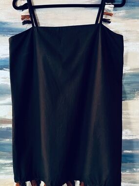 Anthropologie Black Mini Dress with Tassel Hem